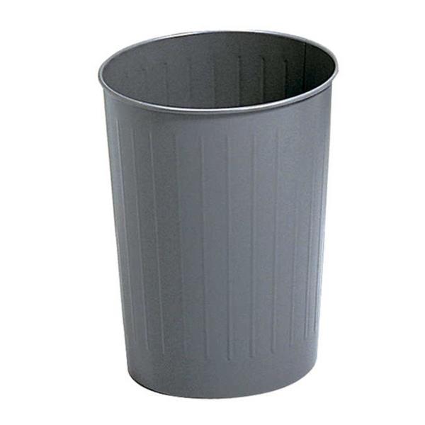 Can Trash Powder-Coated Steel 23.5qt No Lid Charcoal Round 6/Ca